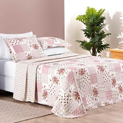 Colcha Estampada Dupla Face Bouti King 03 Peças - Rosa Matura