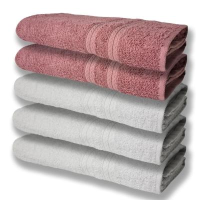 5 Toalhas Super Felpudas Grande E Grossa Algodão 80x150 Itália Soft Beka - Branco/rosê Branco/rosê