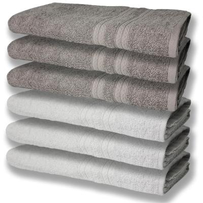 6 Toalhas Grande Super Felpudas E Grossa Algodão 80x150 Itália Soft Beka - Branco/cinza Branco/cinza