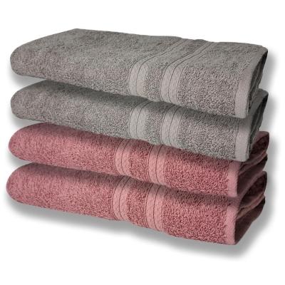 4 Toalhas Super Felpudas Grande E Grossa Algodão 80x150 Itália Soft Beka - Cinza/rosê Cinza/rosê