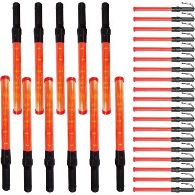 Bastao Sinalizador Grande Fluorescente Kit 30 Uni Luz Led Transito Manobra Engarrafamento Baliza