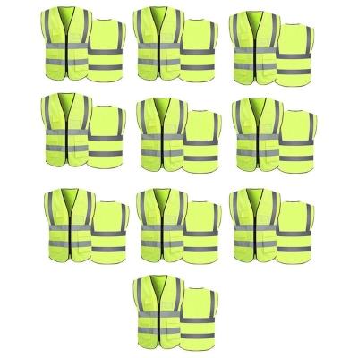 Colete Sinalizador Kit 10 Unidades Faixa Refletivo Proteçao Segurança Trabalho Epi Blusao Fluorescen