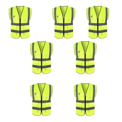 Colete Refletivo Sinalizador Kit 7 Unidades Epi Blusao Fluorescente Segurança Trabalho Obra