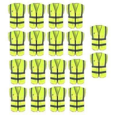 Colete Refletivo Faixa Sinalizador Kit 18 Unidades Blusao Fluorescente Segurança Trabalho Bolso