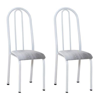 Kit 2 Cadeiras De Cozinha Flórida Estampado Prata Pés De Ferro Branco - Pallazio