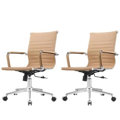 Kit 2 Cadeiras Giratória Baixa Office Manhattan Esteirinha Fratini Revestida Em (pu) Fendi Base