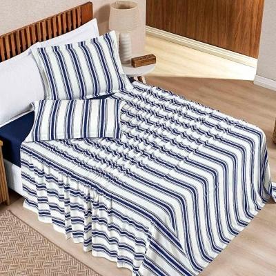 Jogo Cama Lençol Estilo Casal 100% Algodão 4 Peças - Marinho