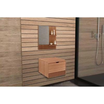 Conjunto de Banheiro Armário c/ Espelho BN3614 e Balcão Suspenso BN3613 s/ Cuba Pia 60cm cor Amêndoa - Tecno Mobili