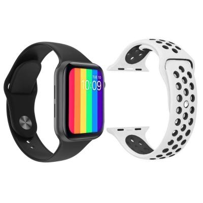 Kit 1 Smartwatch Preto + 1 Pulseira Extra Branco E Preto