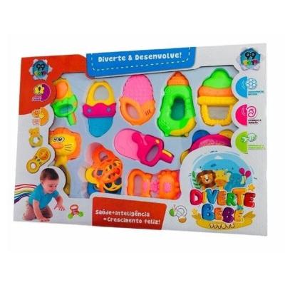 Kit Conjunto Chocalho E Mordedor Infantil Brinquedo 10 Peças