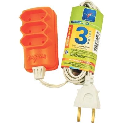 Extensao Tripla Pl 2 X 0,75Mm 3 Metros Sort Daneva