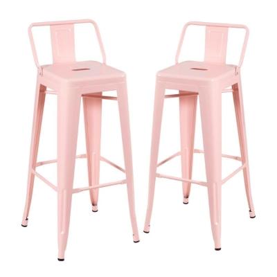 Kit 2 Banquetas Altas Com Encosto 76 Cm Rosa Antigo