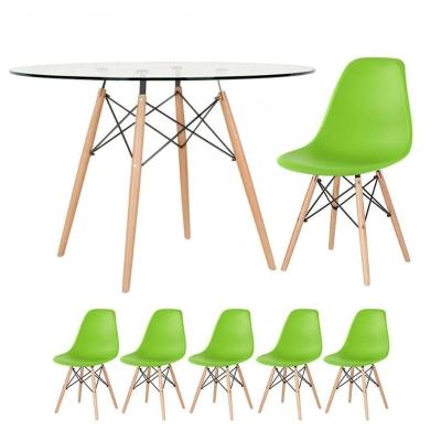Mesa Redonda Eames 120cm + 5 Cadeiras Verde Claro