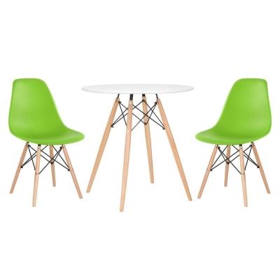 Mesa Redonda Eames 70 Cm Branco + 2 Cadeiras Eiffel Dsw Verde Claro