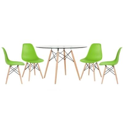 Mesa Redonda Eames 120cm + 4 Cadeiras Verde Claro