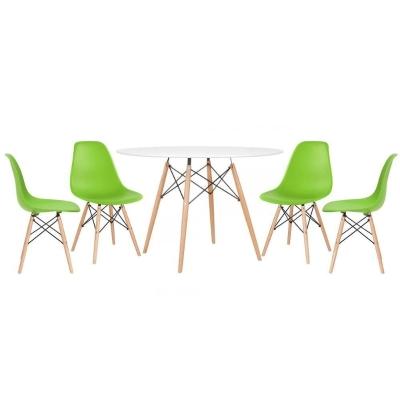 Mesa Redonda Eames 120cm Branco + 4 Cadeiras Verde Claro