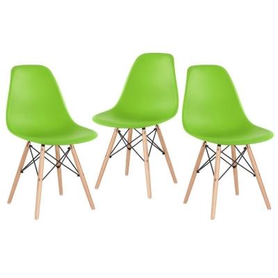 Kit 3 Cadeiras Charles Eames Eiffel Dsw Com Pés De Madeira Clara Verde Claro