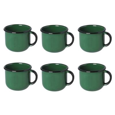 Jogo De Xícara De Chá 06 Peças Esmaltada Verde 240 Ml Ewel