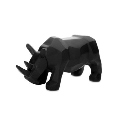 Escultura Rinoceronte Em Resina Preto Mate 15,5x31cm