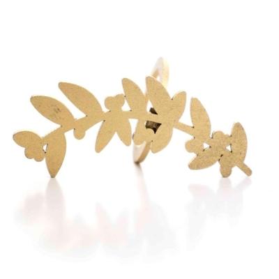 Porta Guardanapo Natal Folhagem Dourado 9,5Cm