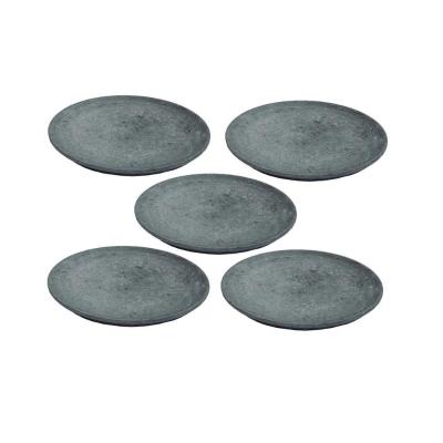Kit 5 Pratos Raso Redondo Pedra Sabão Sobremesa E Bolos 26Cm.