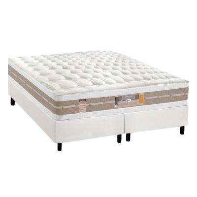 Cama Box Queen: Colchão Molas Pocket Ensacadas Castor  Silver Star Air Double Face + Base CRC Courano White(158x198)