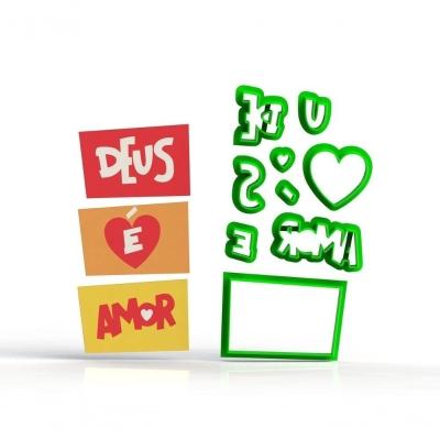 Cortador 3 Palavrinhas - Logo Deus É Amor Modular 5 Cm