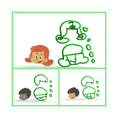 Cortador Kit 3 Palavrinhas - 3 Personagens Modulares 5 Cm