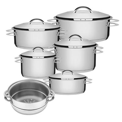 Jogo De Caçarola Solar 5 Peças + Cozi-vapore Solar Em Aço Inox Fundo Triplo Tramontina