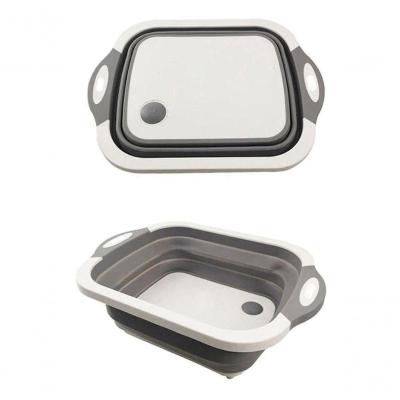 Tábua Bacia Cesta Retrátil Silicone Multifuncional 3 Em 1