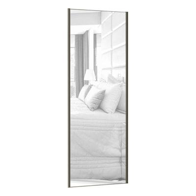 Porta De Correr Individual 80cm Com Espelho, Puxador Inox E Kit Ferragem Prime Luciane Espelho