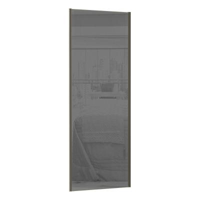 Porta De Correr 80cm Com Vidro Reflecta Prata E Puxador Inox Com Kit Ferragem Prime Luciane Alumínio Inox Vidro Reflecta Prata