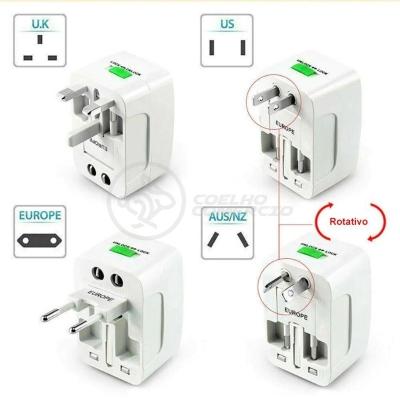 Adaptador Tomada Universal Padrão 150 Países Uk Europa Eua Asia Viagem Bivolt 110/220 Bivolt Aio