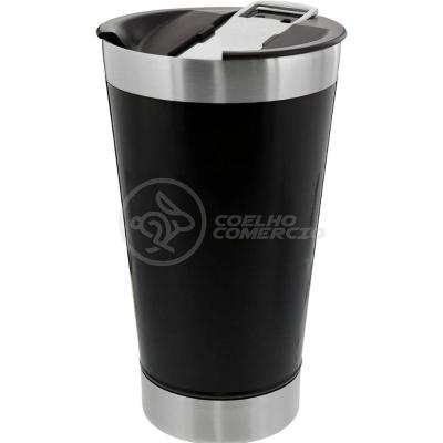 Copo Térmico Com Tampa E Abridor De Garrafa 473ml Preto