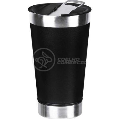 Copo Térmico Com Tampa E Abridor De Garrafa 473ml Preto