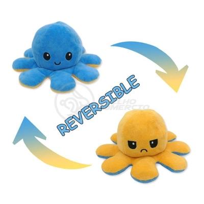 Polvo Reversível De Pelúcia 2 Em 1 Tiktok Azul E Amarelo