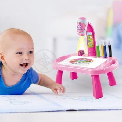 Projetor Para Desenho Infantil Mesa Pintura Robo Rosa