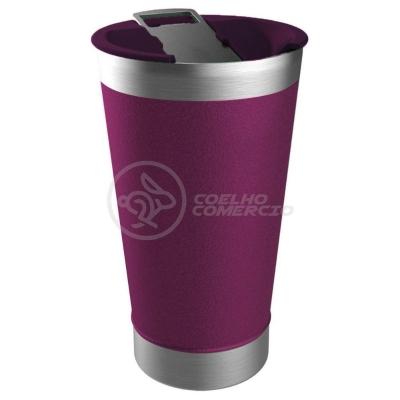 Copo Térmico Com Tampa E Abridor De Garrafa 473ml Roxo