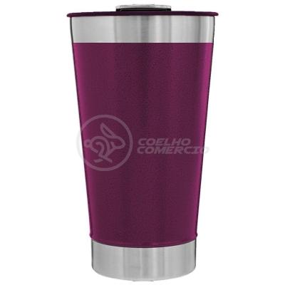 Copo Térmico Com Tampa E Abridor De Garrafa 473ml Roxo