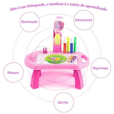 Projetor Para Desenho Infantil Mesa Pintura Robo Rosa