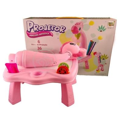 Projetor Para Desenho Infantil Mesa Pintura De Projeção Magica Brinquedos Aprendizagem Girafa Rosa