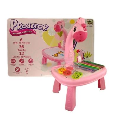 Projetor Para Desenho Infantil Mesa Pintura De Projeção Magica Brinquedos Aprendizagem Girafa Rosa