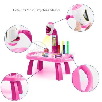 Projetor Para Desenho Infantil Mesa Pintura De Projeção Magica Brinquedos Aprendizagem Robo Rosa