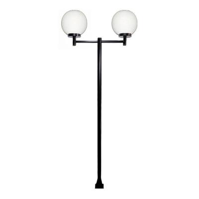Poste Luminária Dupla Globo G Braço Reto Jardim Preto 200Cm