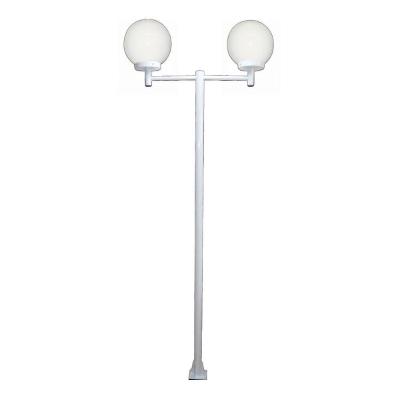 Poste Luminária Dupla Globo G Braço Reto Jardim Branco 300Cm