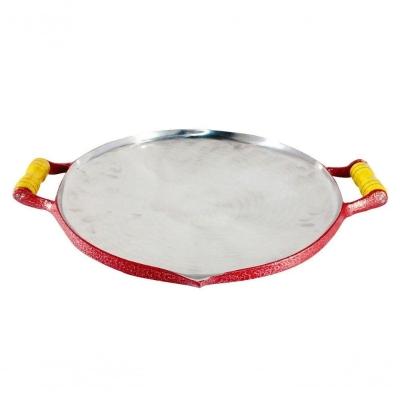 Chapa Disco Arado Alumínio Craqueada Alça Madeira Vermelho