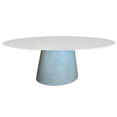 Mesa De Jantar Cone 198X122 Cm Cimento QueimadoBranco