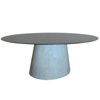 Mesa De Jantar Cone 137X90 Cm Laqueada Cimento QueimadoPreto