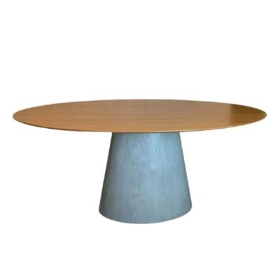 Mesa De Jantar Cone Oval 244X122Cm Base Cimento Queimado