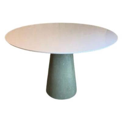 Mesa De Jantar Cone 100 Cm Cimento Queimado Branco